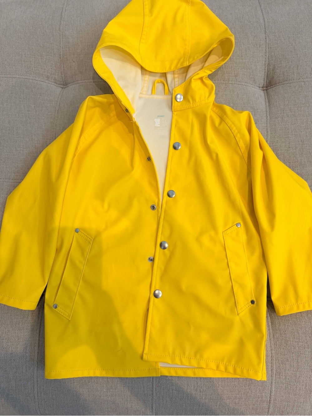 Primary Yellow Hooded Kids' Raincoat